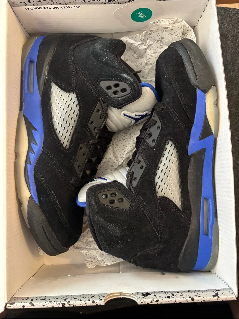 Jordan Black and Royal Blue High-Top Sneakers